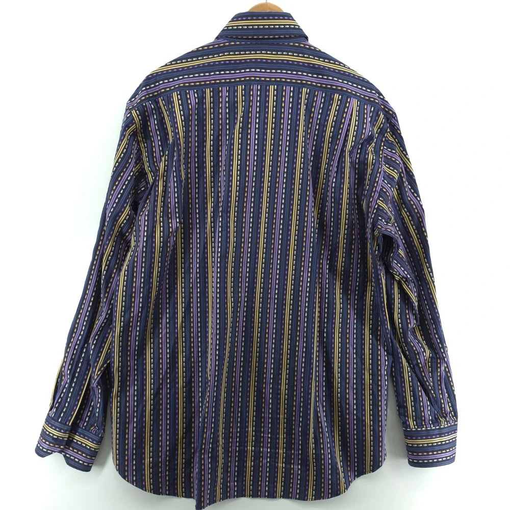 Etro Mens Dress Shirt Cotton Multi Color Stripe Size 43 17 Made in Italy
